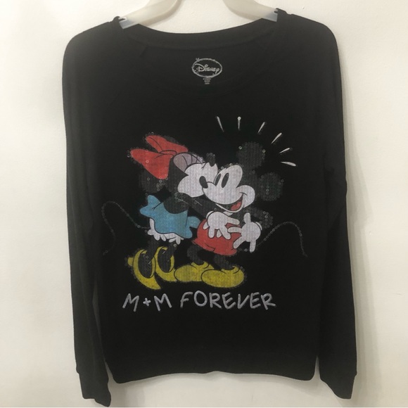 Disney Mickey Mouse Minnie sequins heart Gray Black Pullover juniors size 3/5 - Picture 6 of 16
